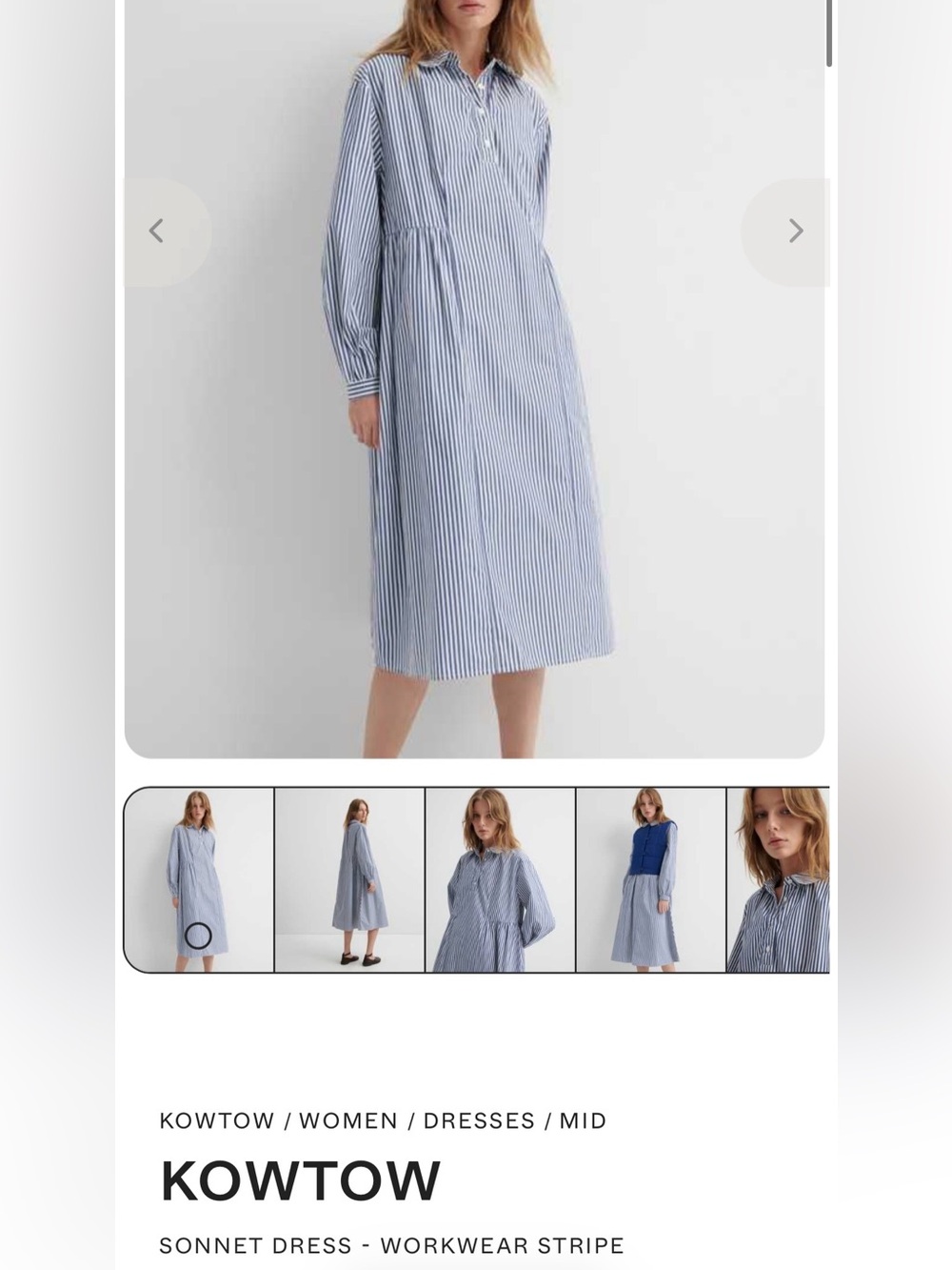 Kowtow striped dress 100% organic cotton